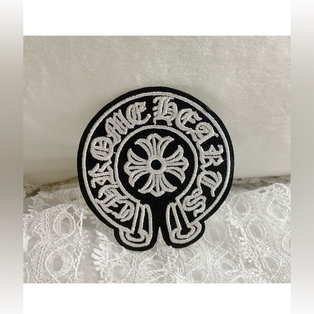 Black and White Embroidered Patch